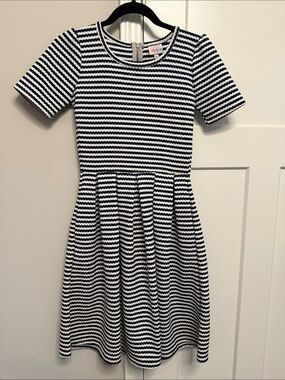LuLaRoe Navy and White Striped Fit-and-Flare Dress